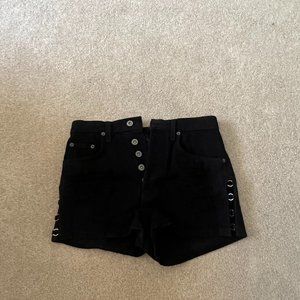 Carmar Denim Shorts w/ Metal Ring Sides, Size 25, Black